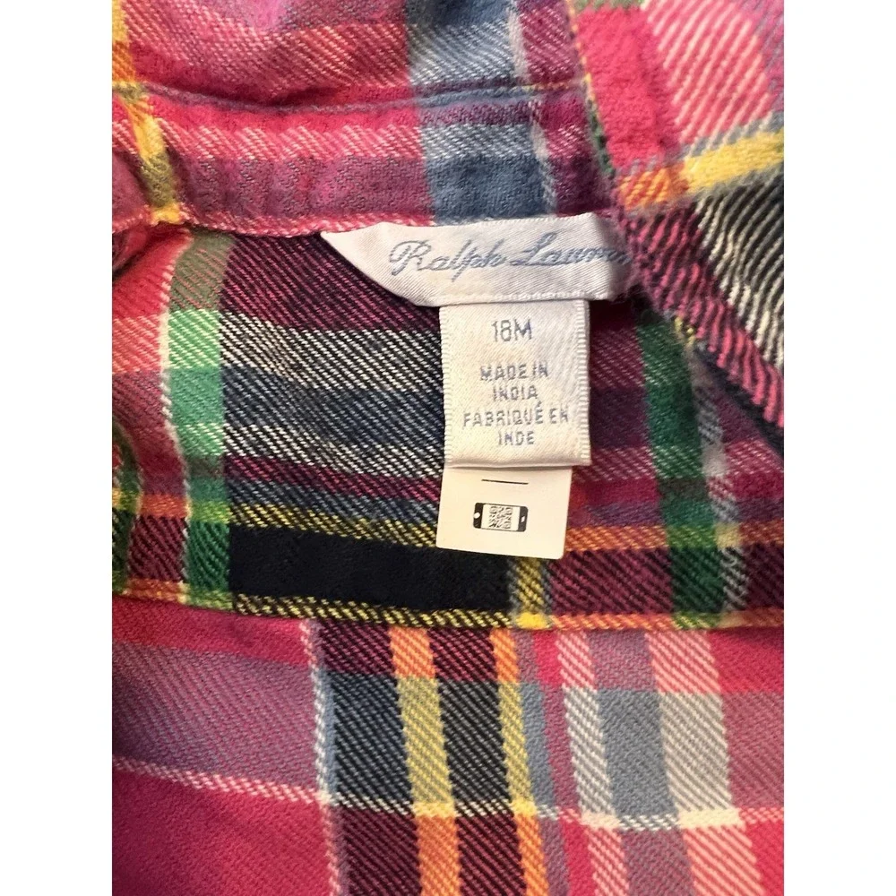 Ralph Lauren Girls Plaid Button Down Dress‎ Size 18 Months